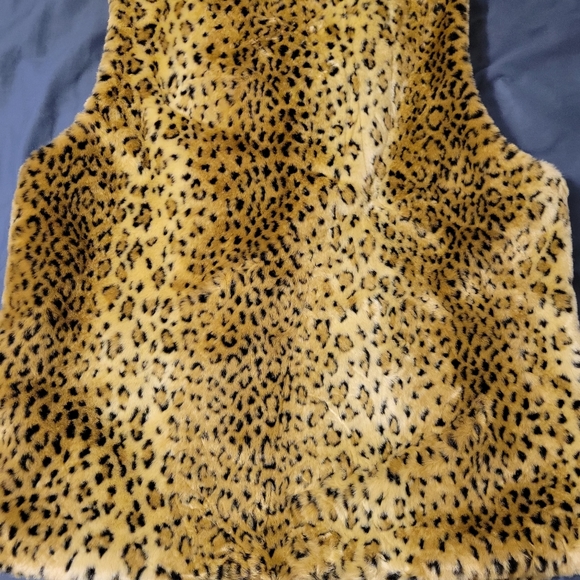 Terry Lewis vintage faux fur vest sx 1X animal print zip up front with 4pockets - Picture 5 of 7